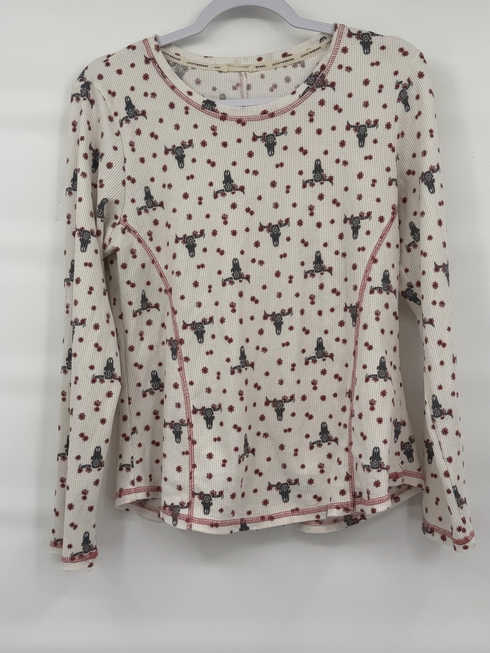 Lucky brand thermal waffle knit bull floral print sleep top